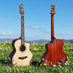 Guitarra Acústica Premium <span class=keywords><strong>de</strong></span> 40 Pulgadas con Tapa <span class=keywords><strong>de</strong></span> Abeto Sólido, Acabado Sunburst y Cutaway, con Fondo y Lados <span class=keywords><strong>de</strong></span> Caoba para Músicos Profesionales - Product Image 1