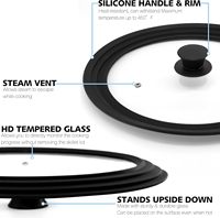 Lot de 2 couvercles de casserole compatibles avec les ustensiles de cuisine de 7 ", 8 ", 9 ", 10 ", 11 ", 12 ", couvercles de remplacement en silicone pour casseroles, couvercles universels en verre trempé