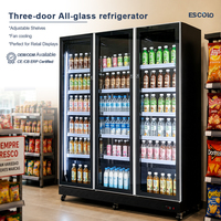 Réfrigérateur commercial Réfrigérateur en verre à 4 portes avec vitrine pour magasin de boissons et dépanneur
