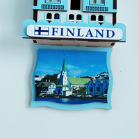 Individuelle Schweizer Alpen Weihnachts-Hängedekoration Kleines Holzhaus Länder-Stadt-Souvenir Deutschland Norwegen Kühlschrankmagnet Blockhütte