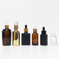 Vente flash 30ml 50ml 10ml Bouteille compte-gouttes en verre ronde carrée givrée ambre rose noire pour cosmétiques Huile capillaire