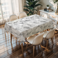 Nappe d'extérieur moderne en PVC imperméable avec motif plumes jaune clair pour festivals, réutilisable pour la salle à manger