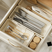 Organisateur de tiroir en plastique PP de style japonais, séparateur de couverts rétractable, boîte de rangement multifonctionnelle pour fournitures de bureau