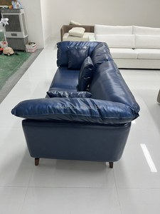 <span class=keywords><strong>Divano</strong></span> Sezionale Moderno di Lusso in Vera Pelle Blu di Alta Gamma, Stile Italiano Europeo, Set 1-2 Posti - Product Image 3