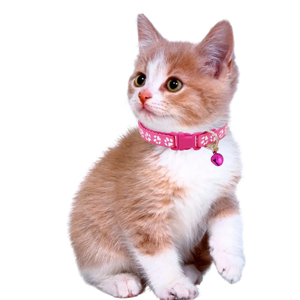 लक्जरी बिल्ली सामान समायोज्य नई डिजाइन रंगीन बेल के साथ स्पार्कलिंग पंजा प्रिंट पालतू बिल्ली कॉलर