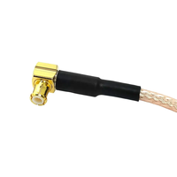 Câble coaxial RF personnalisé MCX mâle vers MCX femelle, cordon de raccordement à angle droit de 90 degrés en option, RG316 RG178 1.13mm Coax Pigtail