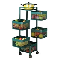 Étagère en Métal Rotative à 360 Degrés Organisateur de Légumes de Cuisine à 5 Niveaux Porte-Fruits Chariot de Stockage Panier à Pommes de Terre Oignon