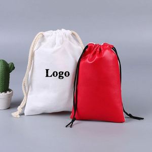 Sacs personnalisables noirs et blancs, sacs de courses réutilisables à cordon avec logos imprimés sur toile - Product Image 1