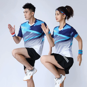 Ensemble de vêtements de badminton respirant et absorbant l'humidité de qualité supérieure, manches courtes, unisexe, athlétique, confortable et respirant - Product Image 2