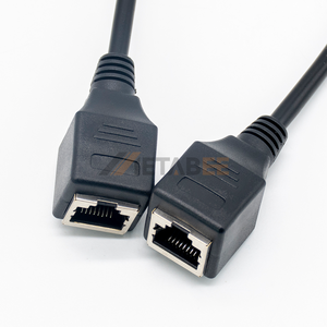 Câble d'extension Ethernet blindé Cat5e <span class=keywords><strong>RJ45</strong></span> Femelle-Femelle à montage sur panneau, coupleur de prise réseau 8P8C avec décharge de tension, noir - Product Image 1