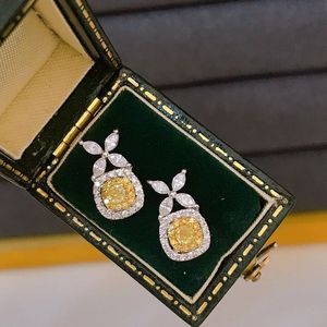 Pendientes de Diamantes Amarillos de 0.80CT con Corte Ojo de Caballo, Joyería de Oro Real de 18K Xinfly - Product Image 4