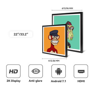 7.6 inch vuông Màn hình LCD kỹ thuật số biển Android 1:1 Màn hình treo tường nghệ thuật hiển thị vuông cho nft nghệ thuật vẽ tranh triển lãm - Product Image 2