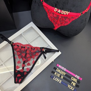 Perizoma Regolabile con Strass LOVE YOU per Donne, Sexy Ricamo <span class=keywords><strong>a</strong></span> Cuore, Rete Trasparente, Vita Bassa, T-back G-String - Product Image 6