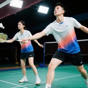 Unisex Gradient Color Short Sleeve Sports T-Shirt Breathable <b>Polyester</b> Crew Neck Adult Badminton Jersey Regular Fit - Product Image 1