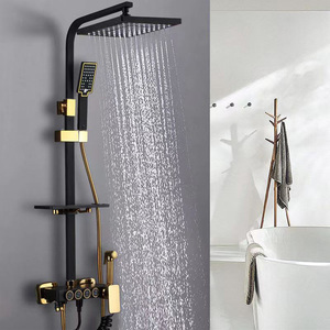 <span class=keywords><strong>Set</strong></span> Doccia da Parete Multifunzione con Pannello <span class=keywords><strong>in</strong></span> Acciaio Inox Spazzolato Nero, con Getto a Pioggia e Spruzzatore - Product Image 3