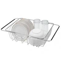 Panier d'égouttage extensible en acier inoxydable pour évier, égouttoir à vaisselle pour bols, assiettes et couverts