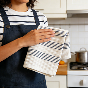 Serviettes de cuisine rectangulaires personnalisées de haute qualité, super absorbantes, avec motif imprimé, en coton gaufré doux - Product Image 2