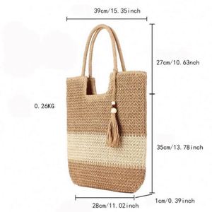 2024 New Design Vintage Fashion National Straw Woven Tassel Thread Single Handle Beach Tote Bag for Women Summer Autumn - Product Image 6