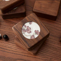 Boîte de rangement portable en bois de noyer noir pour bijoux, avec couvercle en verre brodé, pour colliers, bagues et boucles d'oreilles - Vente en gros