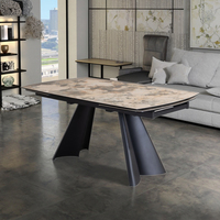 Table de salle à manger rectangulaire en céramique moderne de luxe avec dessus de table en verre trempé extensible et pliable pour une utilisation en hôtel