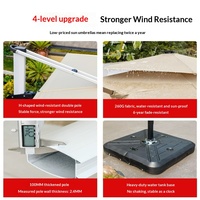 Parasol d'extérieur moderne au design épuré avec mât en aluminium, barre lumineuse LED solaire en nylon et fonction de rotation pour cour et villa