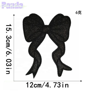 Personalizado 6,03 pulgadas brillo lentejuelas Rana pierna arco hierro-en parche Chenille tela flor adhesivo ropa camisas accesorios Logo Spot - Product Image 3