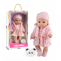 Geschenkset für Kinder Vollvinyl-Babypuppe Niedliche Neugeborenen-Puppe mit Mütze und Kleidung Rollenspielzeug mit Plüschtasche
