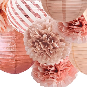Ensemble de décorations suspendues florales en papier en forme de boules de nid d'abeille roses pour anniversaire, mariage, décoration de fond - Product Image 6