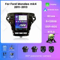 Autoradio Stéréo Tesla Vertical Android GPS avec Emplacement Inférieur pour Ford Mondeo MK4 2011-2013, CarPlay Sans Fil, Auto DSP, SWC, IPS, 4G, WIFI