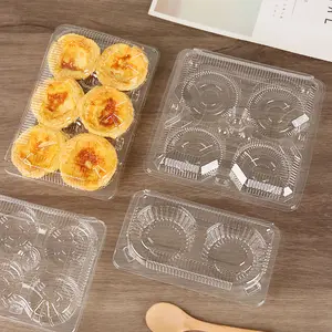 Kotak penyimpanan Tart telur plastik bening hewan peliharaan sekali pakai wadah makanan cangkang roti bening kotak plastik makanan penutup
