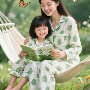 HUOYOUNG Custom Women's Loungewear Pyjamas PJ Set Seersucker Cotton Mommy and <strong>Me</strong> Family Matching Pajamas Set - Product Image 3