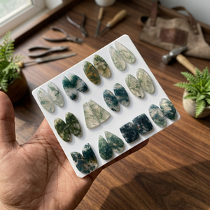 Natural Moss Agate Pair Cabochon Mix Shape and Size Hand Carving Moss Agate Pair Cabochon Loose Gemstone for Jewellery Making - Product Image 2