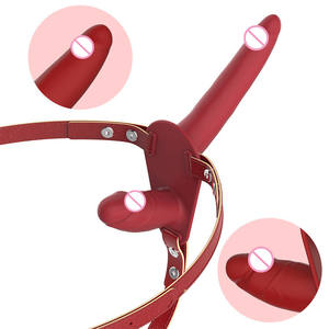 Gode outils silicone solide gode lesbien sex toy godes à deux têtes Porter un pantalon en cuir - Product Image 1