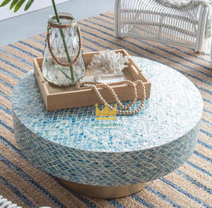 โต๊ะกาแฟฝังมุกสีน้ำเงินทำมือ ดีไซน์ทันสมัย เฟอร์นิเจอร์ห้องนั่งเล่นสุดหรู โครงไม้ ตกแต่งบ้านอย่างมีระดับ ราคาประหยัด - Product Image 5