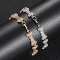 Nouveau modèle de collier hip-hop en os, bracelet en laiton de 10 mm entièrement serti de zircone, style européen, marque tendance, accessoire de fête unisexe