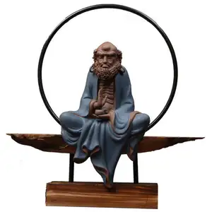 Figuras de cerámica de personajes zen de dharma, artículos de decoración de estilo chino, sala de estar, porche, Casa de Té rico