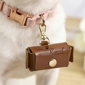Pochette personnalisée en cuir pour porte-alliances de mariage pour chien, gravée au laser, boîte à bague de demande en mariage tendance, pour fiançailles <span class=keywords><strong>d</strong></span>'animaux de compagnie - Product Image 3