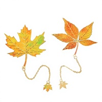 Marque-page en métal émaillé avec pendentif feuille d'automne (érable, ginkgo) ajouré doré, classique, cadeau pour les amateurs de lecture