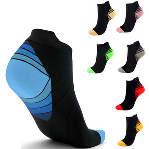 Sports Compression Socks Nylon Color Blocking Ankle Length For <b>Running</b> Cycling Basketball Workout Fitness Men Women - Product Image 2