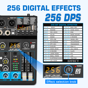 Mezclador USB <span class=keywords><strong>de</strong></span> Seis Canales GT9, Controlador <span class=keywords><strong>de</strong></span> Sonido para DJ, Consola <span class=keywords><strong>de</strong></span> Mezcla <span class=keywords><strong>de</strong></span> Sonido Portátil <span class=keywords><strong>Mini</strong></span>, 256 DSP, Negro, Alimentación USB 5V/2A - Product Image 5