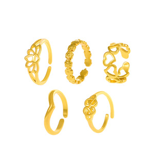 2026 New 6Pcs Gold Plated Adjustable <b>Open</b> Toe <b>Ring</b> Set Butterfly Heart Summer Beach Foot Jewelry For Women - Product Image 5