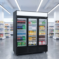Réfrigérateur commercial vertical à triple porte, le plus populaire, à faible bruit, avec refroidissement par air, pour sodas, bières et boissons, idéal pour les magasins de proximité