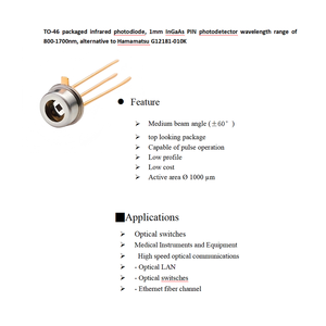 TO-46 fotodiode inframerah kemasan 1mm InGaAs <span class=keywords><strong>PIN</strong></span> fotodiode dengan rentang panjang gelombang 800-1700nm G12181-010K alternatif - Product Image 2