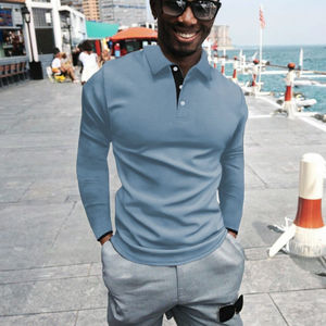 Camisas Casuales para Hombre RNSHANGER, de Color Sólido, Manga Larga, Transpirables, con Bolsillo, Corte Holgado, Cierre de Botones, Estilo Vintage, 100% Poliéster - Product Image 3