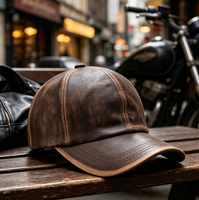 Casquette de baseball en cuir PU à 6 panneaux, finition patine rustique, laiton antique, grainé mat, style skater de luxe, avec logo personnalisé, pour homme, vente en gros