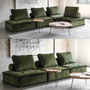 أثاث غرفة المعيشة الفاخرة وحدات تشيسترفيلد بتصميم حديث أريكة برتقالية مريحة من الجلد أريكة غرفة فندق - Product Image 5