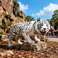 Modèle de tigre blanc animatronique grandeur nature, structure en acier, fourrure synthétique réaliste, animal animatronique pour zoo, parc à thème, musée, exposition