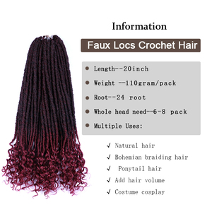 Nueva llegada Goddess Locs Crochet Hair 20 pulgadas Boho Faux Locs con rizos River Hippie Hair Pre Looped Bohemian - Product Image 4