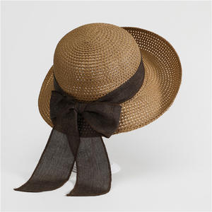 Cappelli da Sole in Paglia da Donna Estivi da Spiaggia con Tesa Larga, Nastri, Pieghevoli, UPF 50+, con Cinturino - Product Image 1