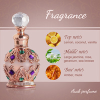 Huile de parfum à la rose arabe, au jasmin et à la vanille, sans alcool, attar, parfum longue durée, parfum en roll-on, parfum du Moyen-Orient, OEM